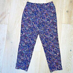 Isaac Mizrahi - Ankle Pants Women's Size 12 Purple Pink Paisley Print Stretch